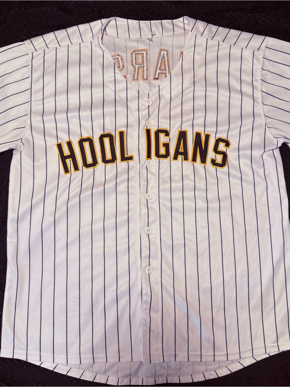 Bruno Mars Hooligans White Pinstripe Baseball Jersey